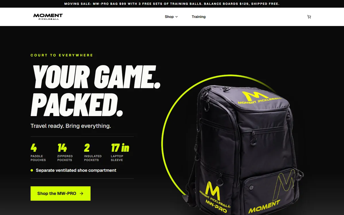 Moment Pickleball website