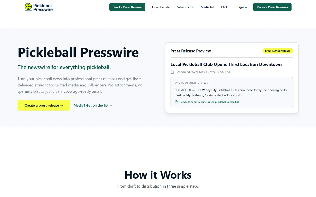 Pickleball PressWire website